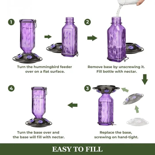 Thermabuild | 24oz Leak Proof Glass Hummingbird Feeder