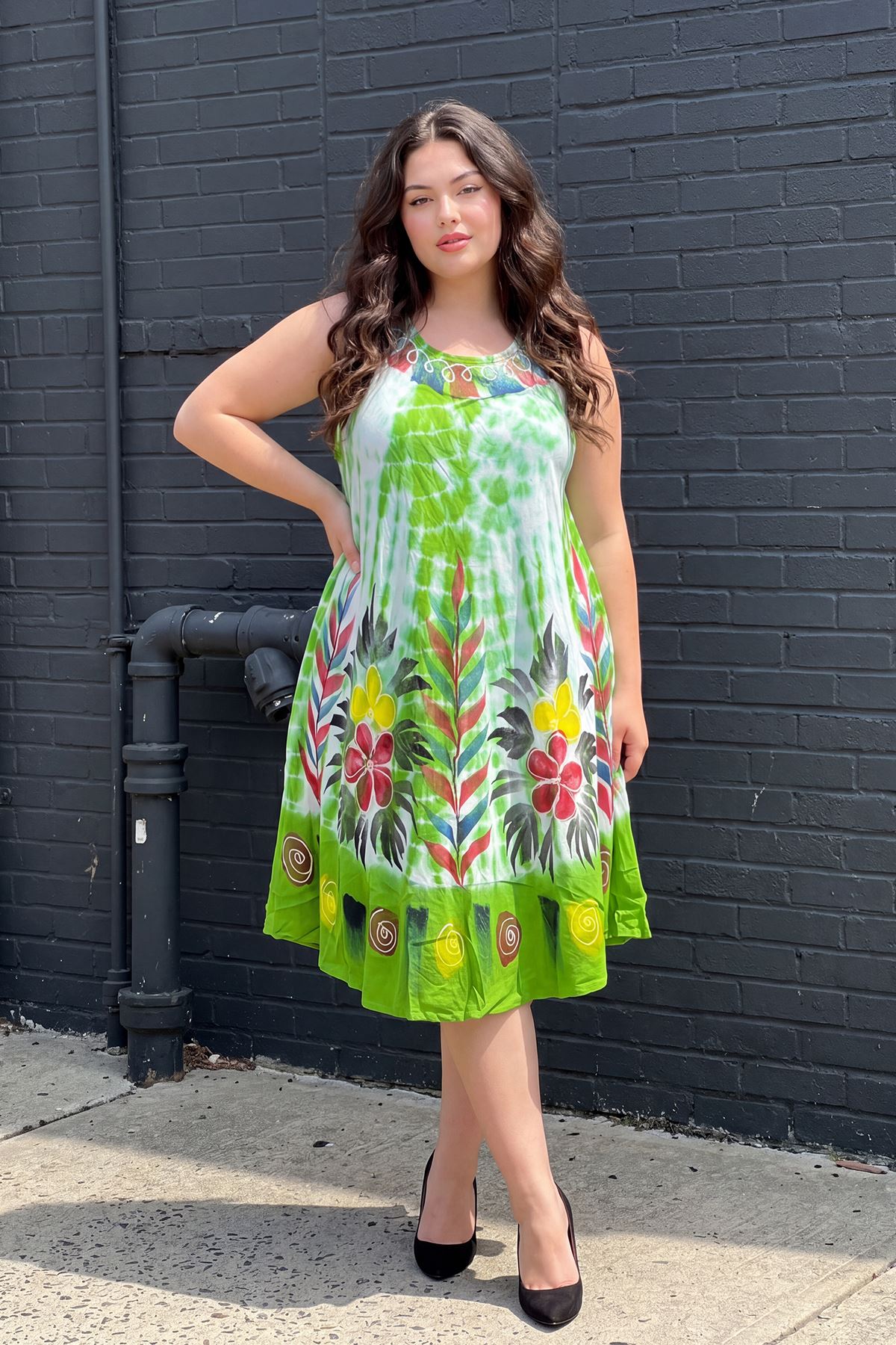 Thermabuild | Tie Dye Abstract Floral Print Flared Dress