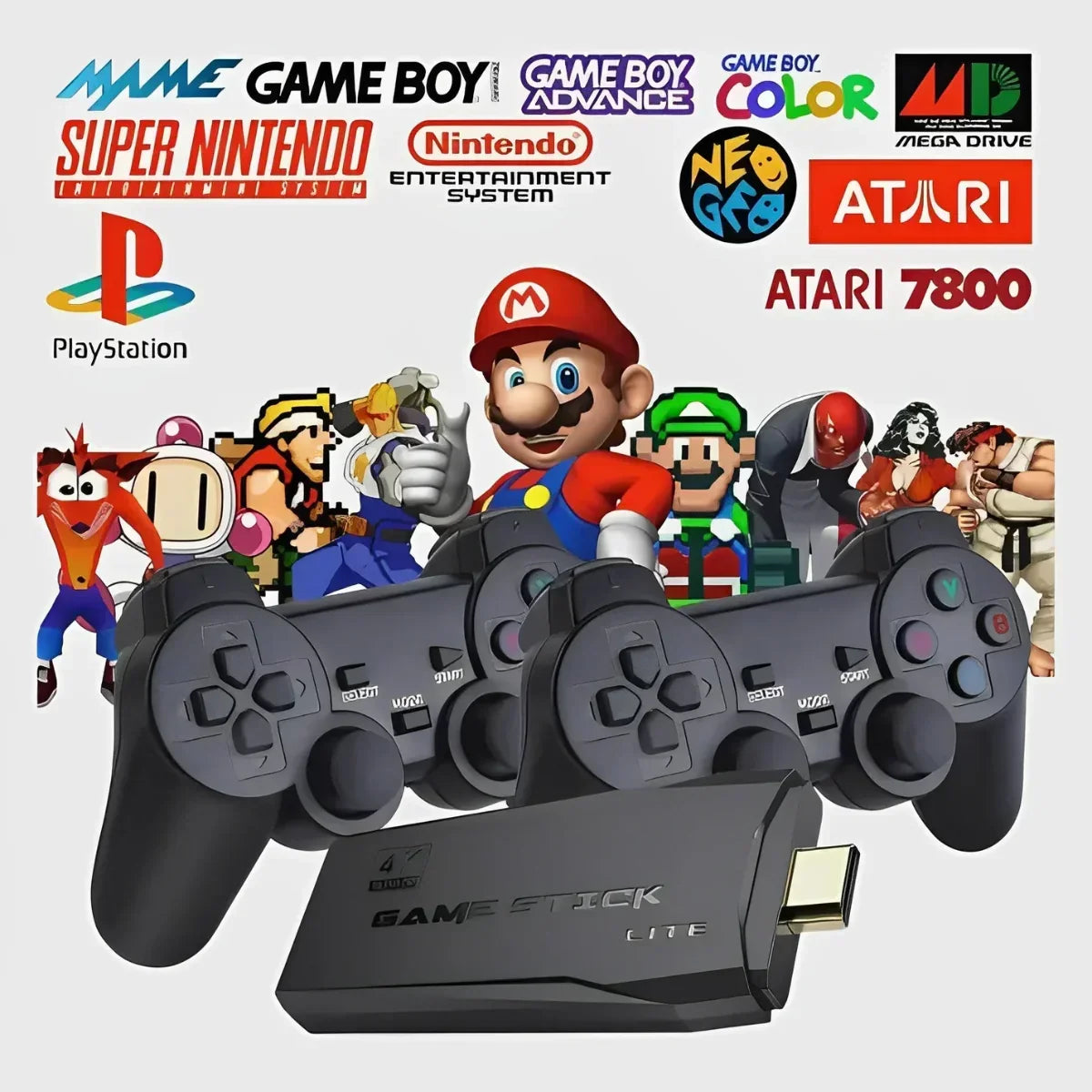 Thermabuild | Retro Game Stick Lite Wireless Console with 10,000 Built-in Games - 4K HDMI Video Game Dongle with 2 Controllers for Kids and Adults - Unisex