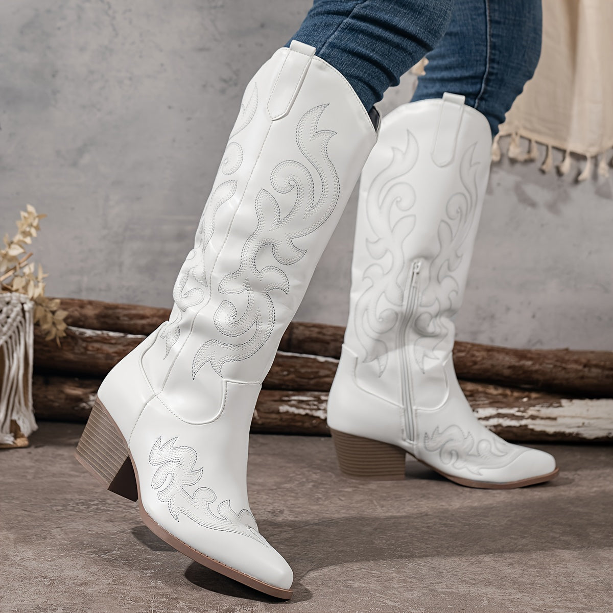 Thermabuild | Women's Knee-High Block Heel Cowboy Boots