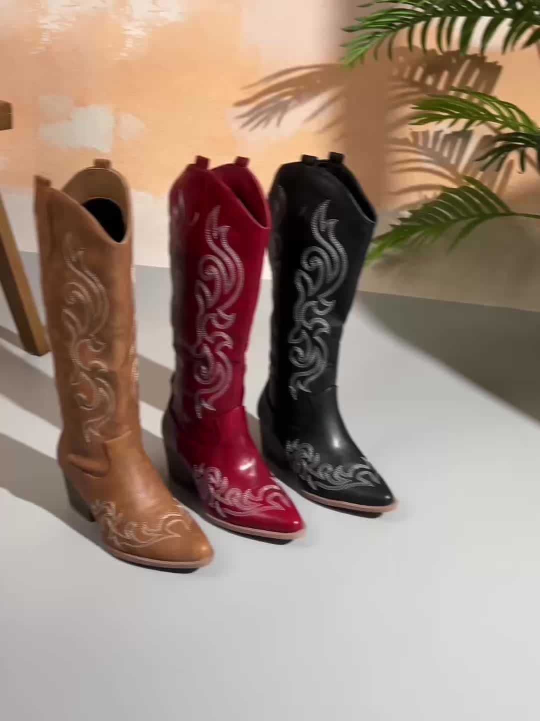 Thermabuild | Women's Knee-High Block Heel Cowboy Boots