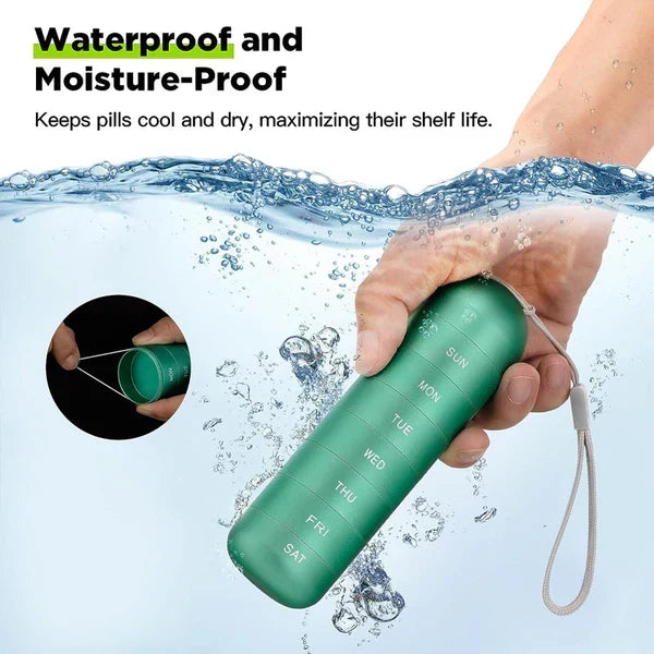 Thermabuild | Aluminum 7 Days Portable Pill Organizer for Travel, Pill Box Pill Container