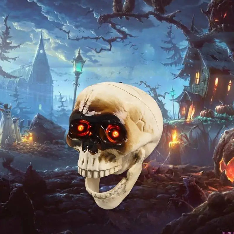 Thermabuild | Animated Halloween Skeleton Head with Flashing Eyes
