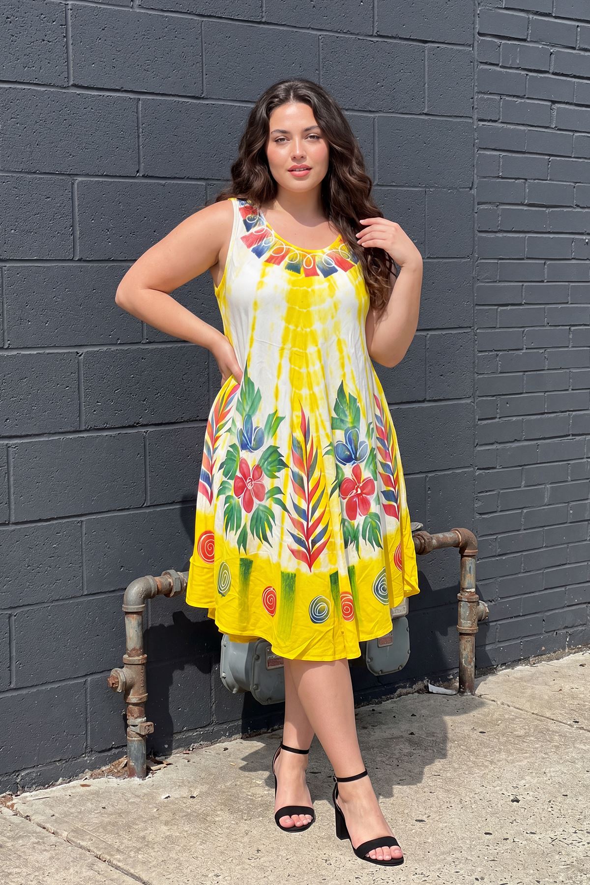 Thermabuild | Tie Dye Abstract Floral Print Flared Dress