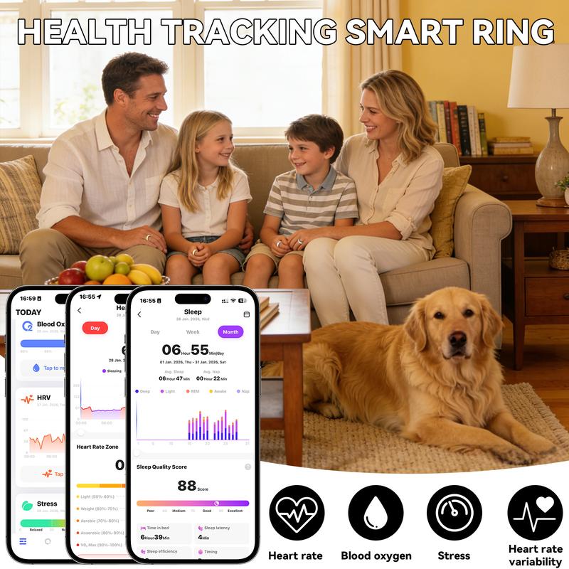Thermabuild | Smart Ring Activity and Sleep Tracker with Heart Rate, Blood Oxygen and Temperature Monitoring