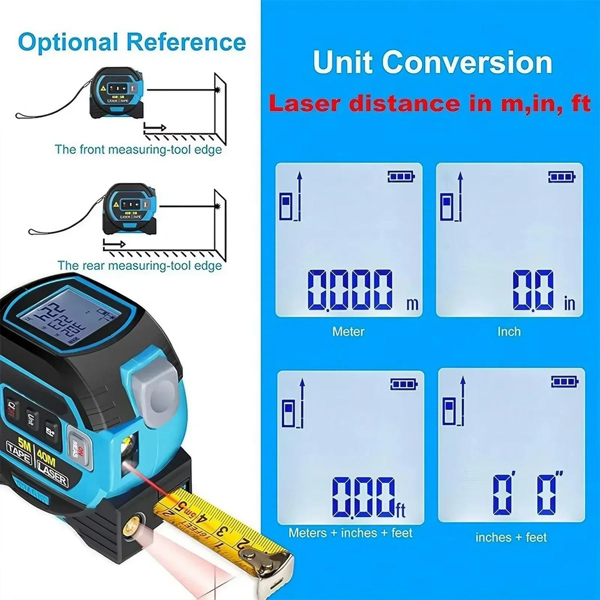 Thermabuild | 3-In-1 Laser Tape Measure 40/60M Meters Infrared