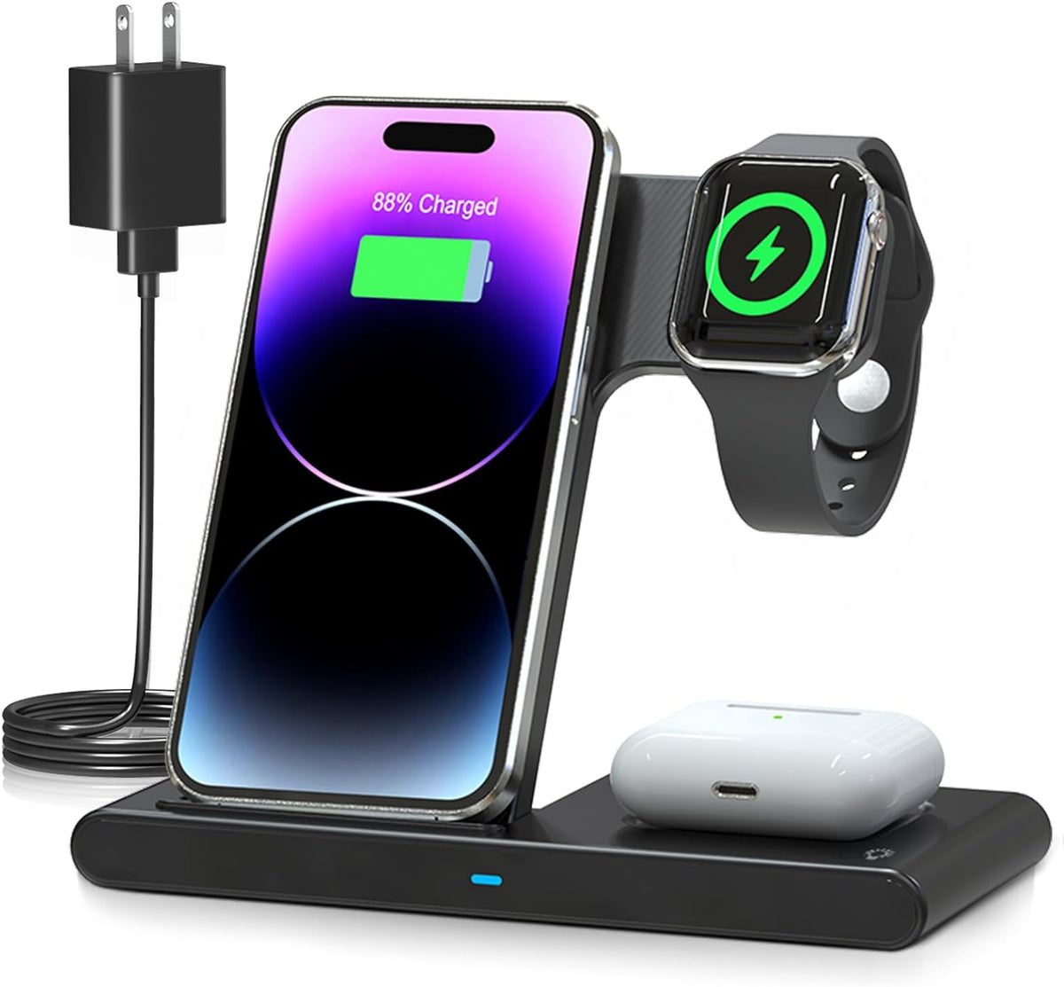 Thermabuild | 3 IN 1 Wireless Fast Charger Stand For iphone Watch And Airpod