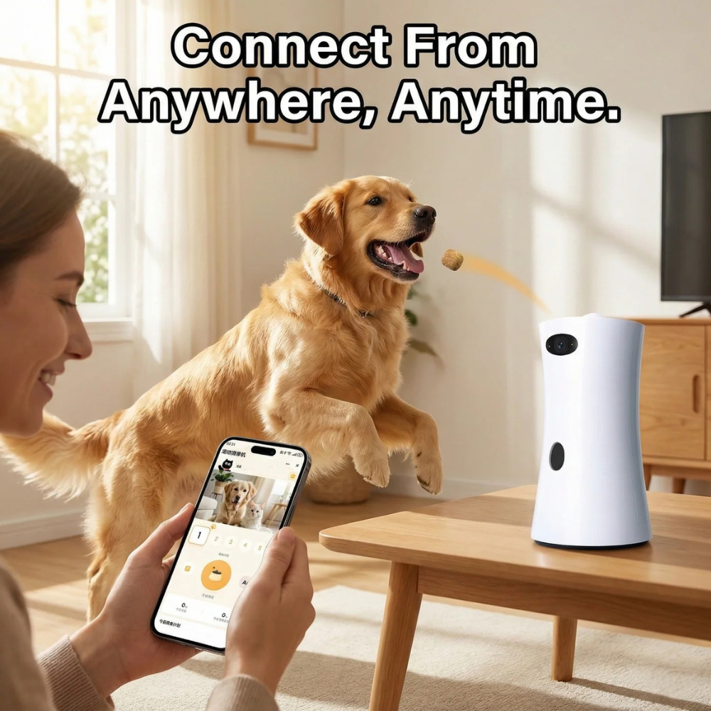 Thermabuild | Smart WiFi Automatic Dog Feeder with 360 Degree Rotating HD Camera - App Controlled Treat Dispenser and Two-Way Audio for Cats and Dogs - Unisex