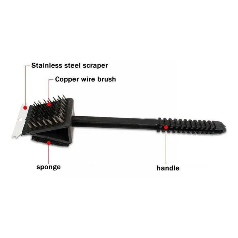 Thermabuild | 3 in 1 Barbecue Grill Brush with Scraper and Sponge