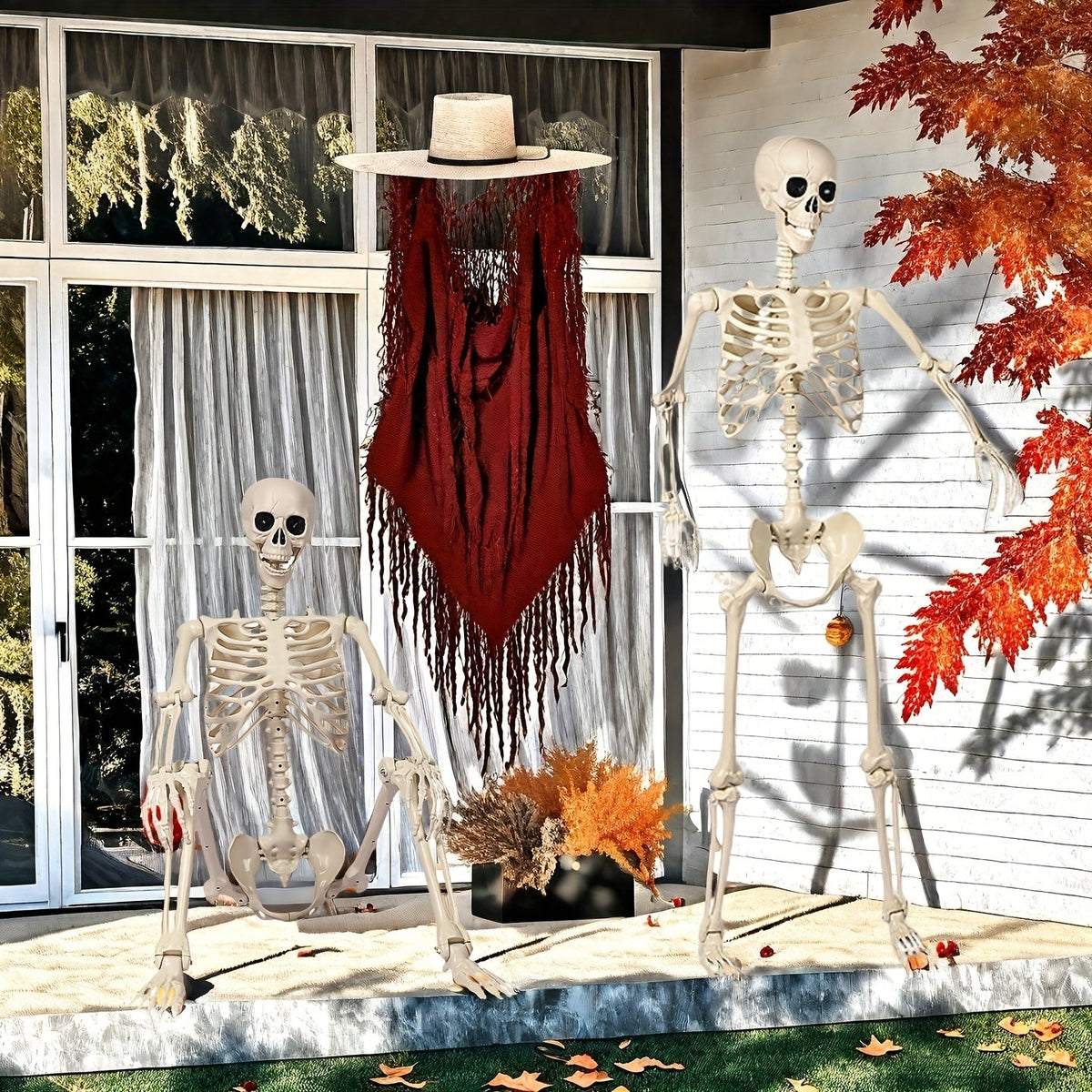 Thermabuild | Large 5.5ft Halloween Skeleton Posable Outdoor Display Figure