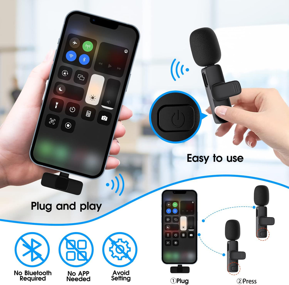 Thermabuild | 2 Pack Wireless Microphone For Iphone Ipad