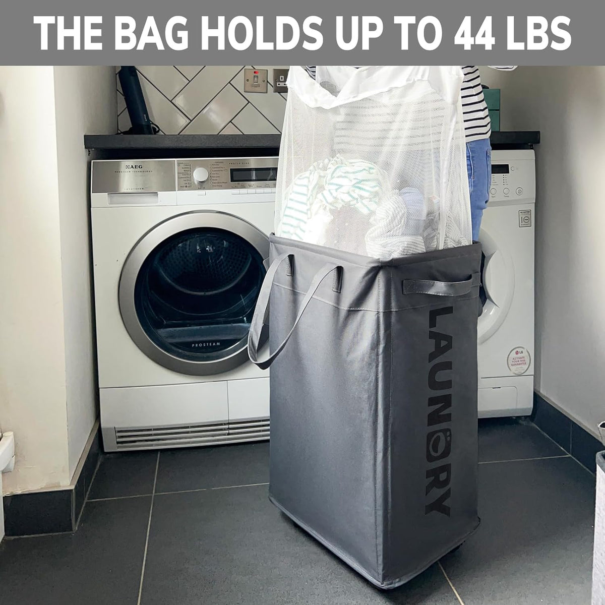 Thermabuild | 75L Collapsible Large Laundry Basket with Wheels