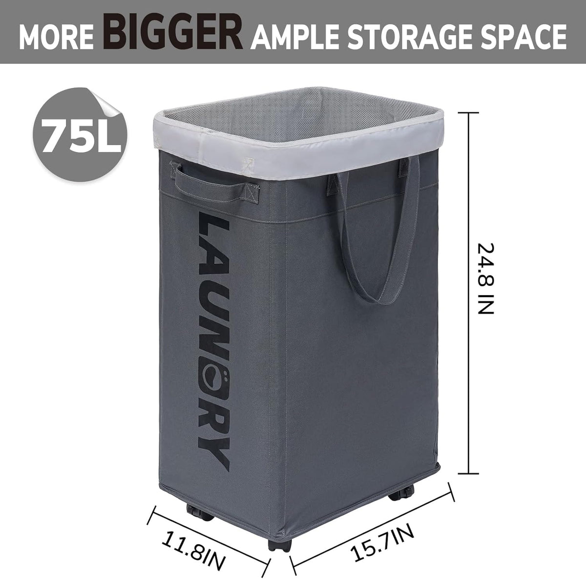 Thermabuild | 75L Collapsible Large Laundry Basket with Wheels