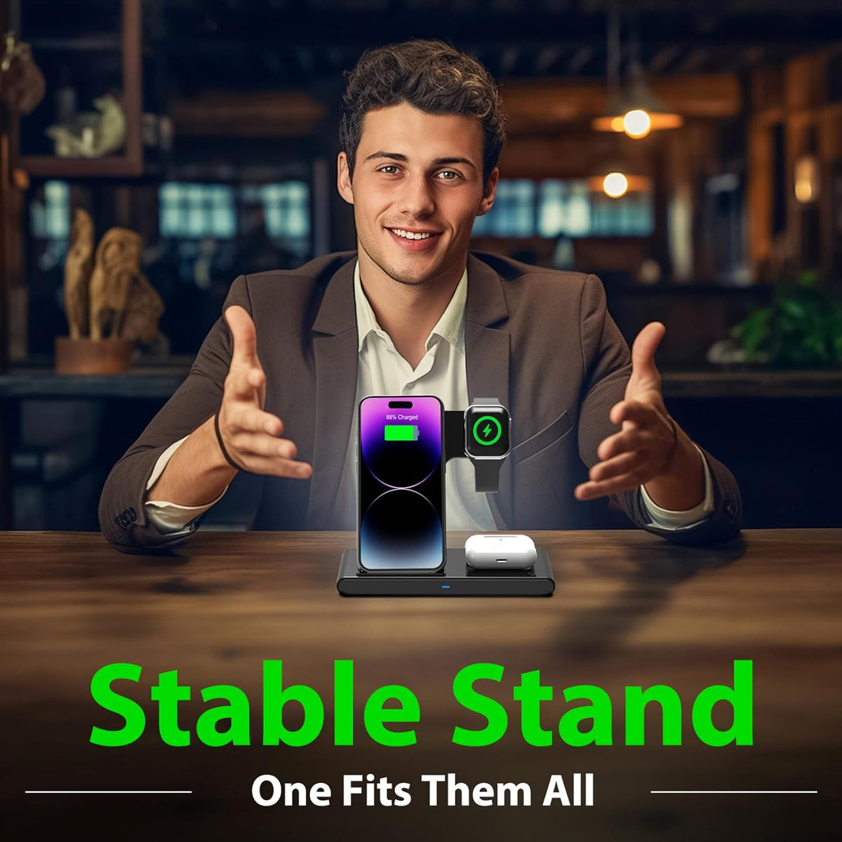 Thermabuild | 3 IN 1 Wireless Fast Charger Stand For iphone Watch And Airpod