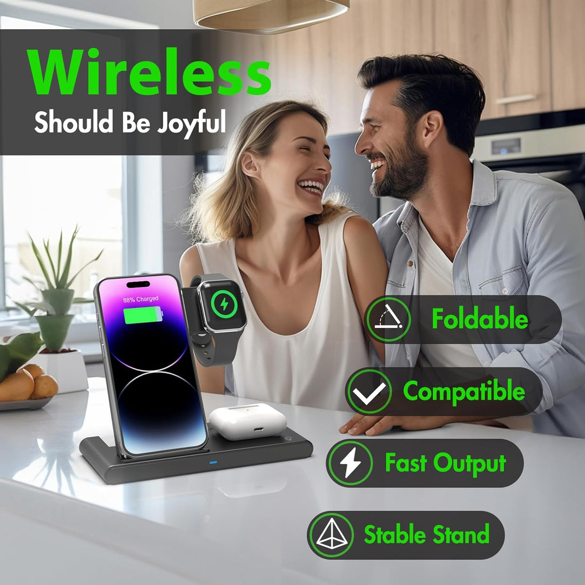 Thermabuild | 3 IN 1 Wireless Fast Charger Stand For iphone Watch And Airpod