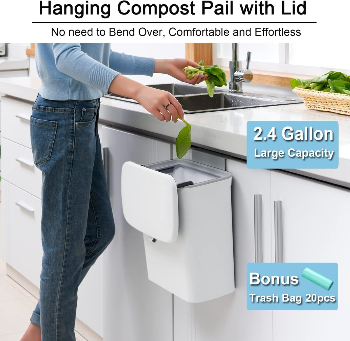 Thermabuild | 2.4 Gallon Kitchen Compost Bin For Counter Top Or Under Sink
