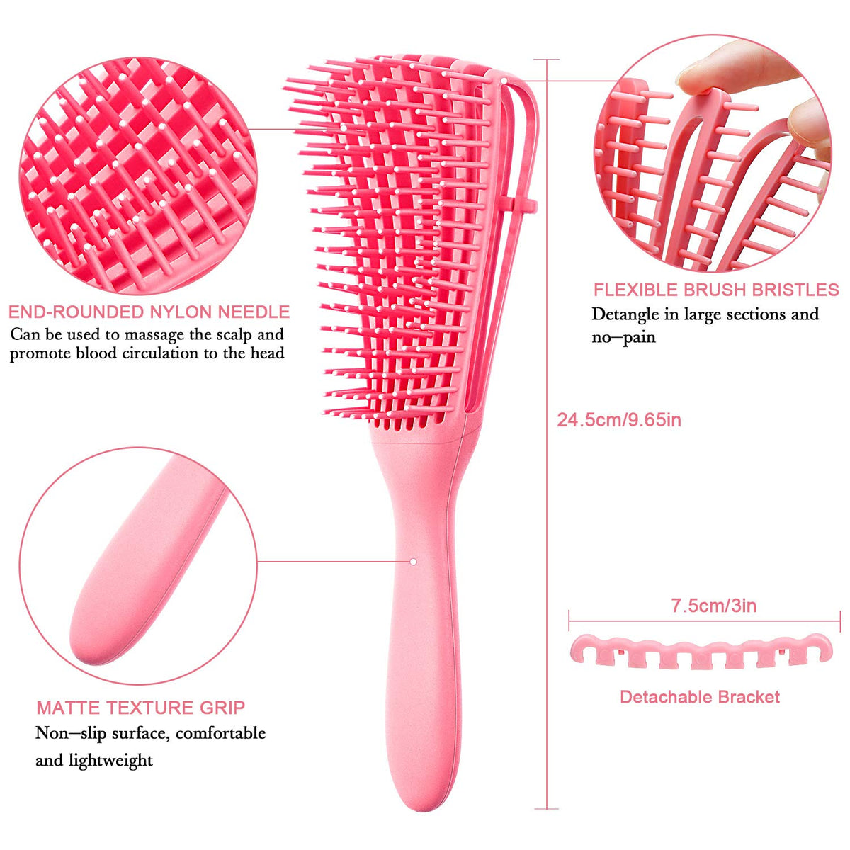 Thermabuild | 2 Pieces Detangling Brush for Afro America African Hair Textured 3a to 4c