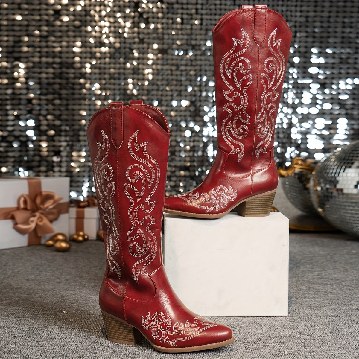 Thermabuild | Women's Knee-High Block Heel Cowboy Boots