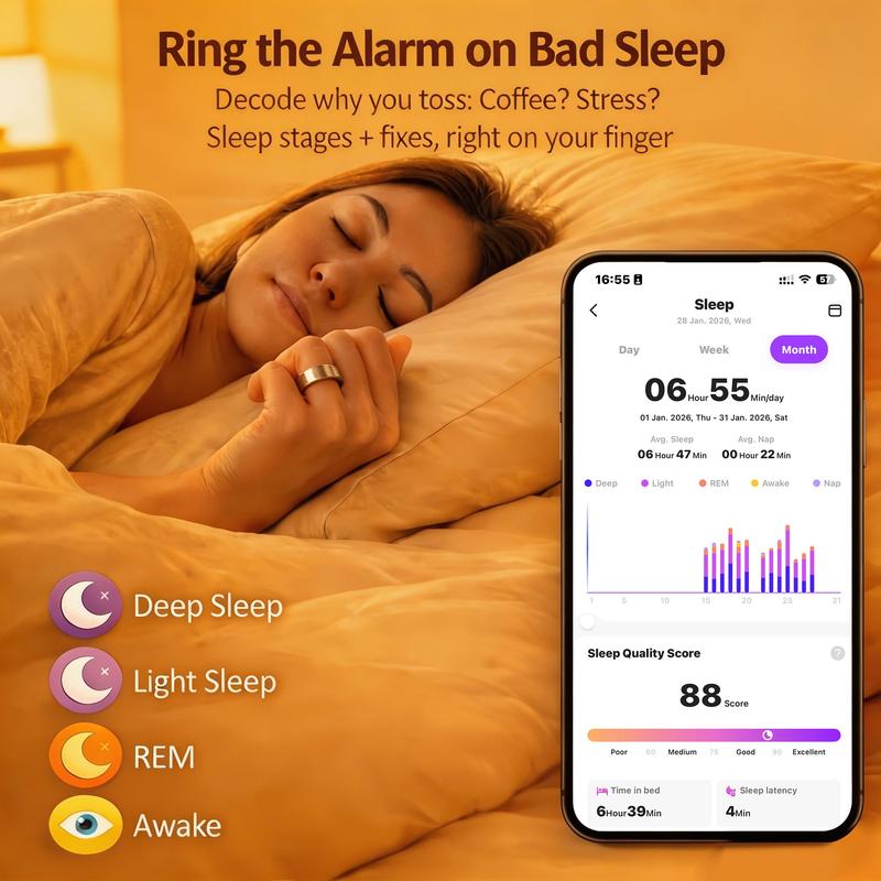 Thermabuild | Smart Ring Activity and Sleep Tracker with Heart Rate, Blood Oxygen and Temperature Monitoring