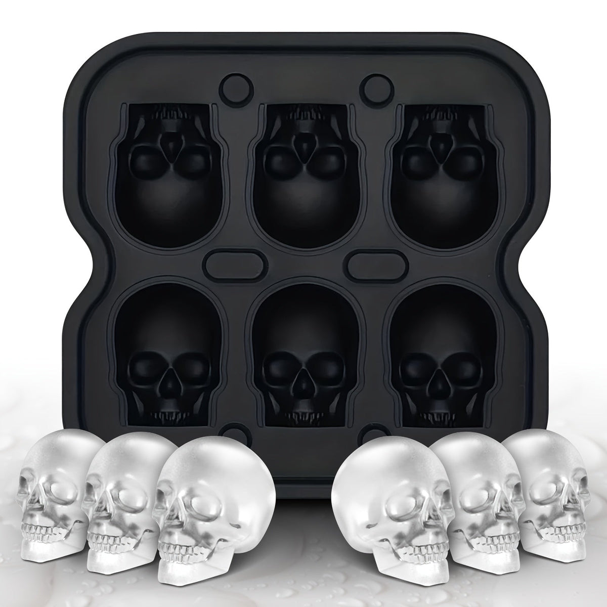 Thermabuild | Silicone Skull Ice Cube Maker Tray with Large Reusable Mold for Drinks and Whiskey Ball
