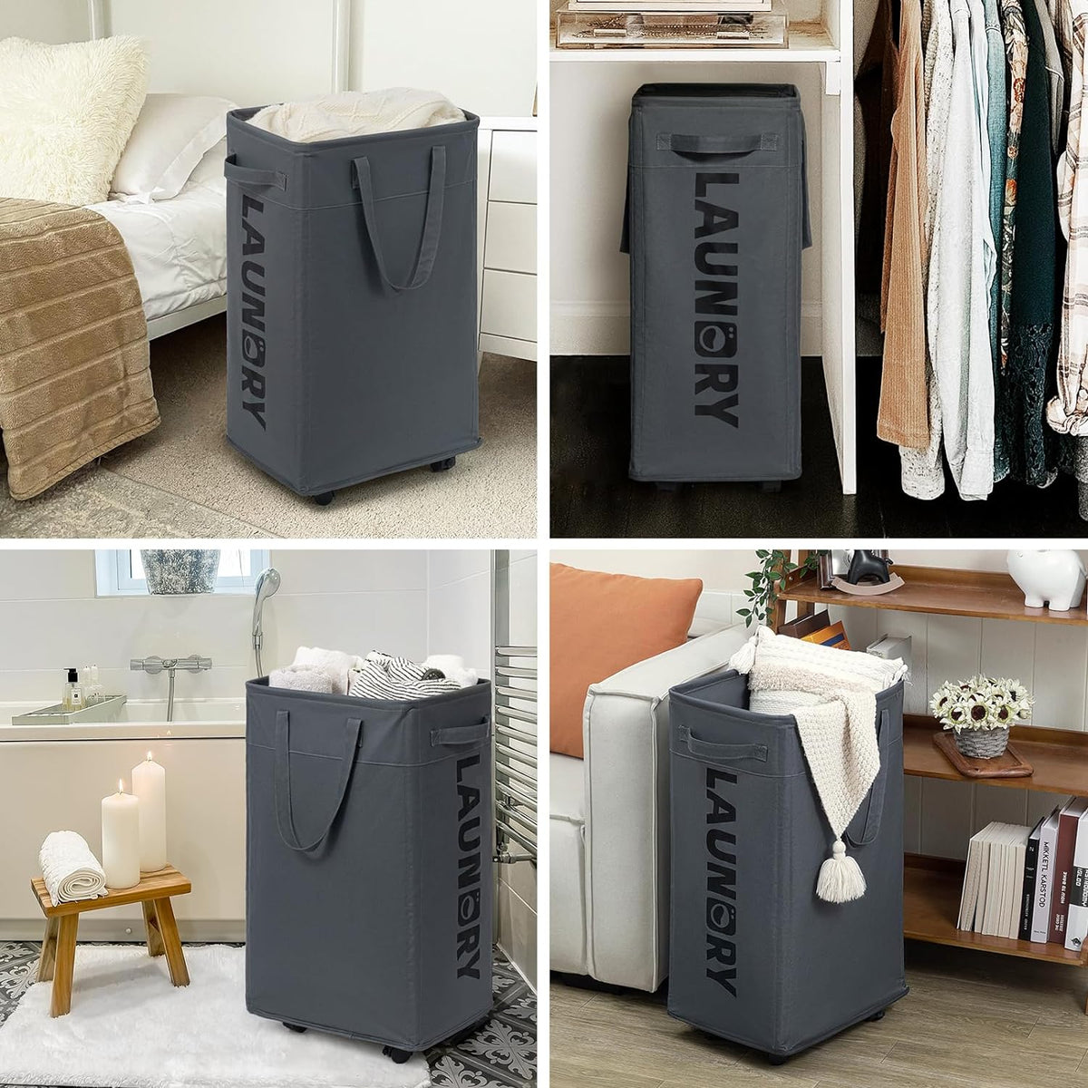 Thermabuild | 75L Collapsible Large Laundry Basket with Wheels