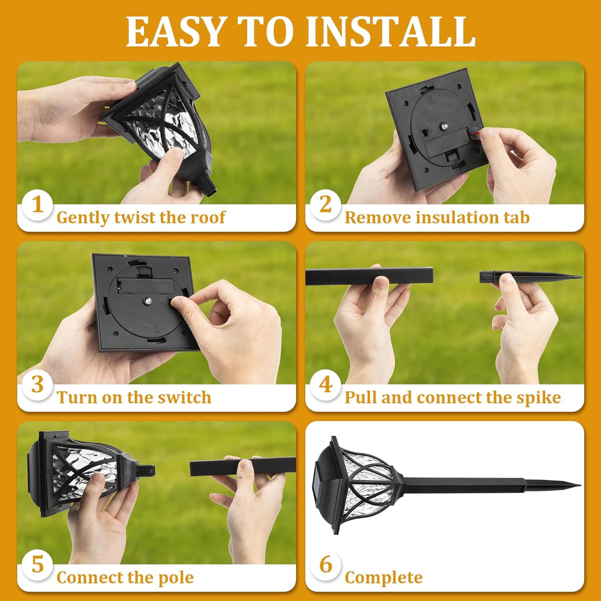 Thermabuild | 6 Pack Led Solar Pathway Garden Lights Outdoor
