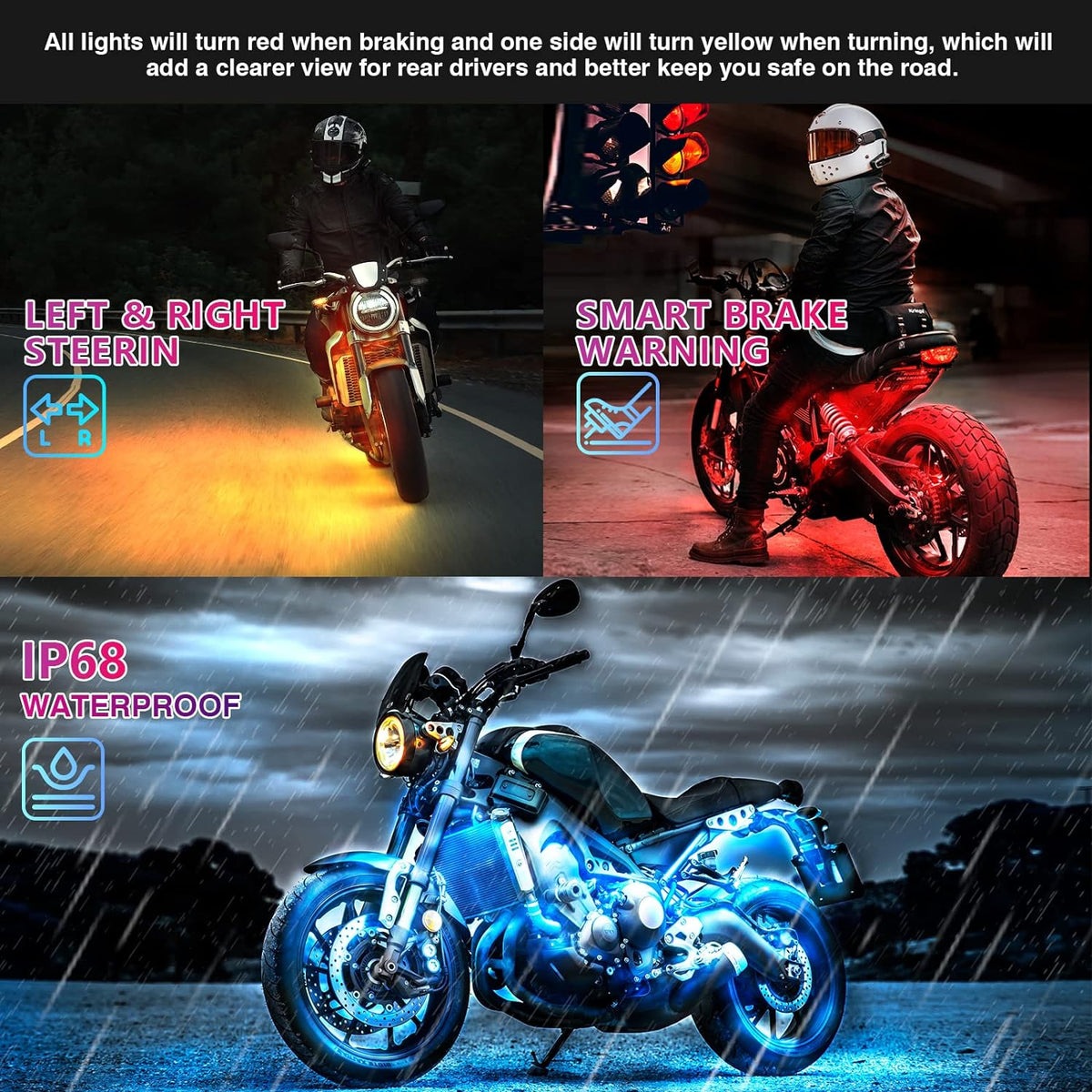 Thermabuild | 12pcs Motorcycle Led Light Kit With Brake Light Turn Signal