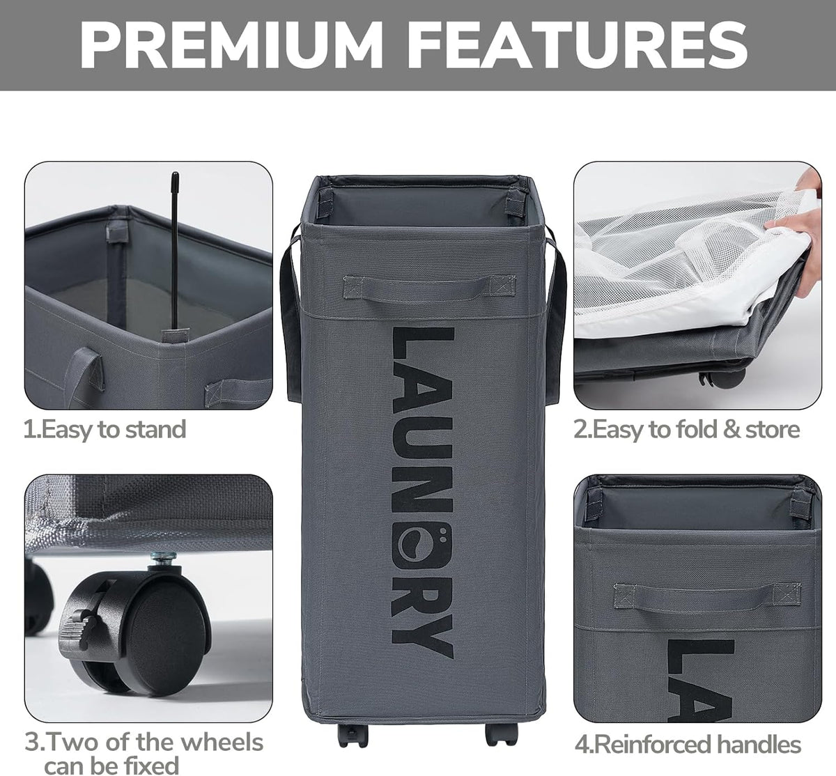 Thermabuild | 75L Collapsible Large Laundry Basket with Wheels