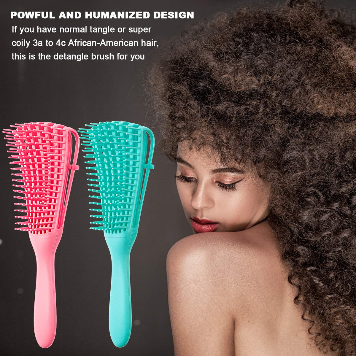 Thermabuild | 2 Pieces Detangling Brush for Afro America African Hair Textured 3a to 4c