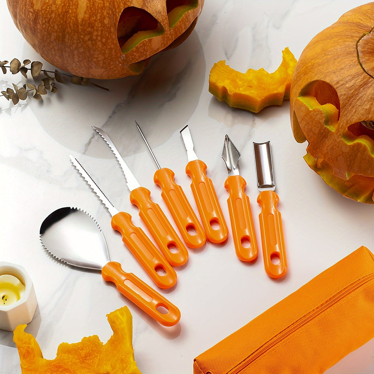 Thermabuild | Pumpkin Carving Tools and Kit with Stainless Steel Supplies Storage Bag and Knife Set