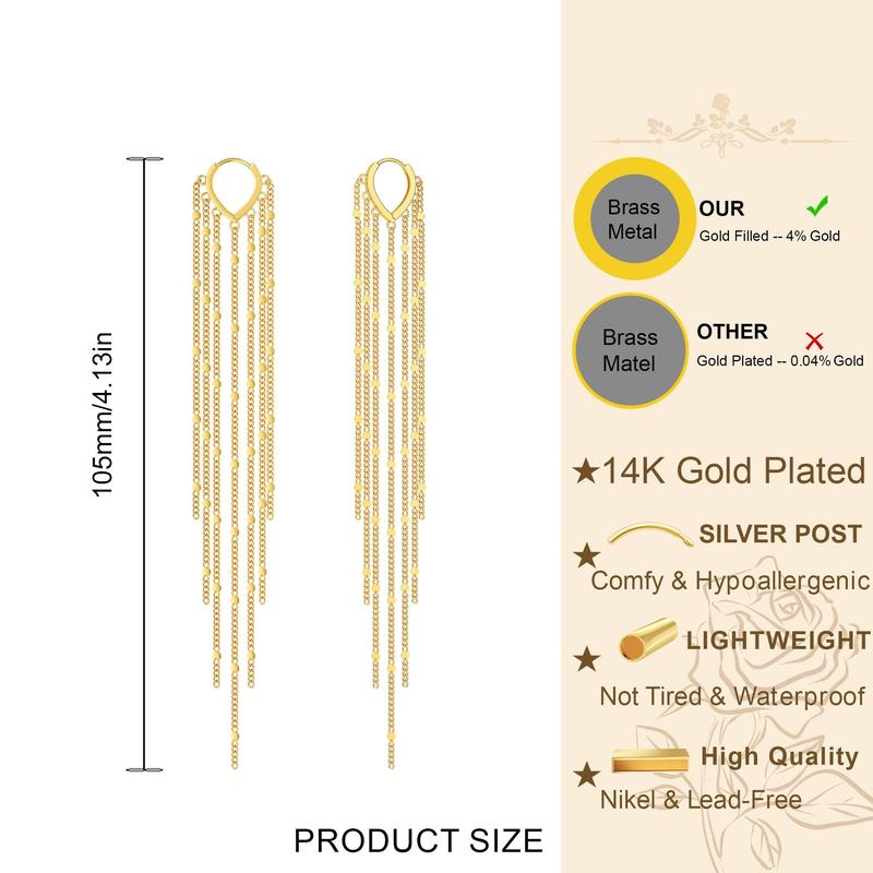 Thermabuild | 14K Gold-Plated Long Tassel Earrings