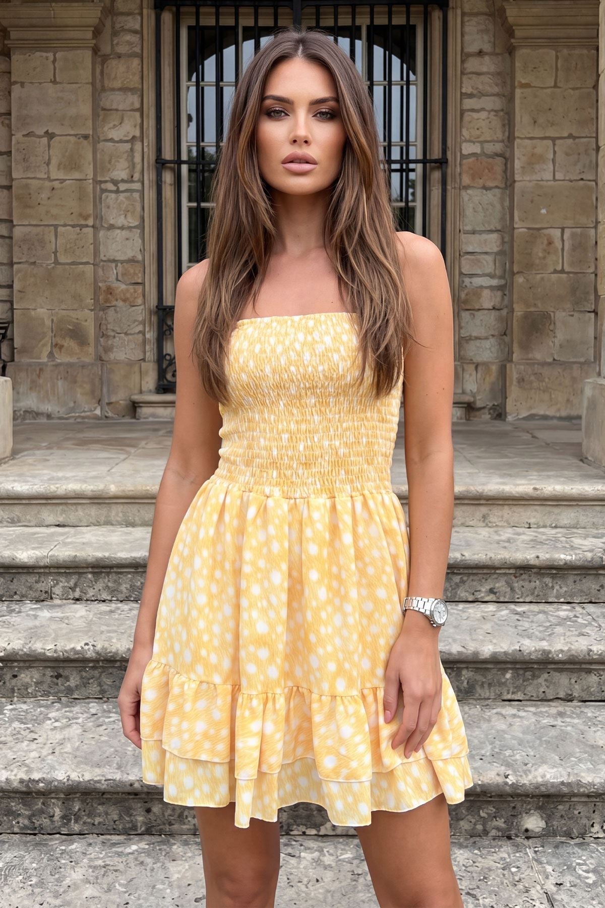 Thermabuild | Polka Dot Print Smocked Dress