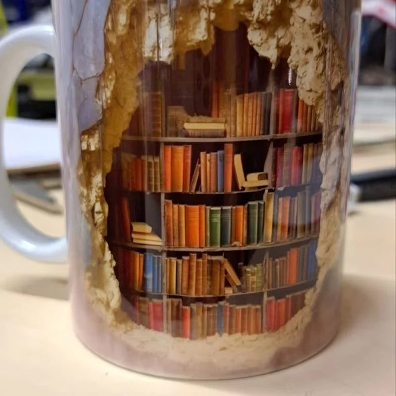 Thermabuild | 3D Library Bookshelf Mug, Coffee Mugs Gift for Book Lovers