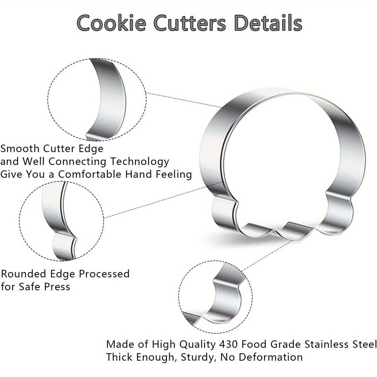 Thermabuild | Halloween Stainless Steel Cookie Cutters Set with 7 Shapes Including Bat Ghost Pumpkin and Skull