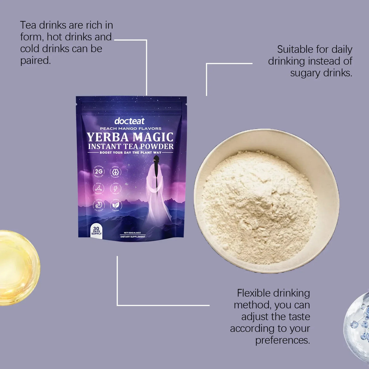Thermabuild | Instant Yerba Mate Tea Powder - 180g Dietary Supplement for Natural Energy Support and Gut Health - Refreshing Daily Drink for Adults - Unisex