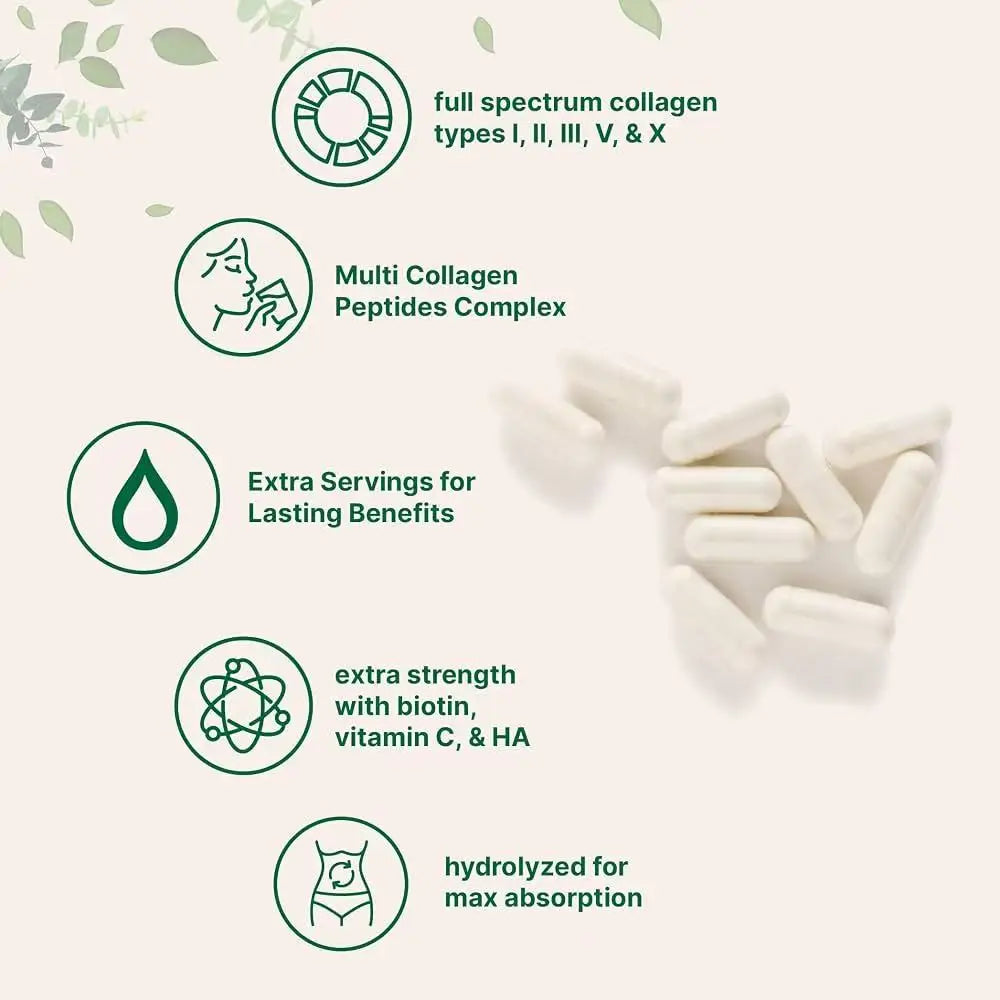 Thermabuild | Multi Collagen Peptides 240 Capsules – Type I, II, III, V and X with Biotin, Hyaluronic Acid and Vitamin C