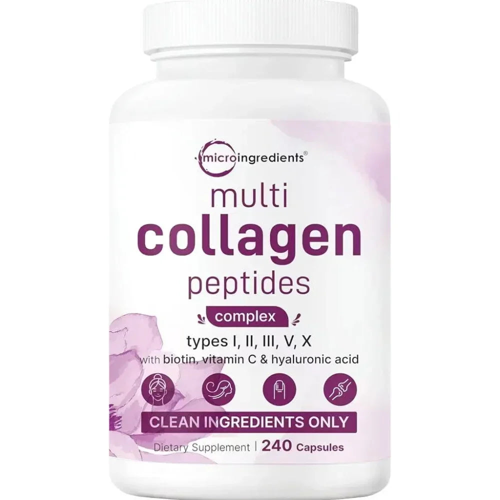 Thermabuild | Multi Collagen Peptides 240 Capsules – Type I, II, III, V and X with Biotin, Hyaluronic Acid and Vitamin C