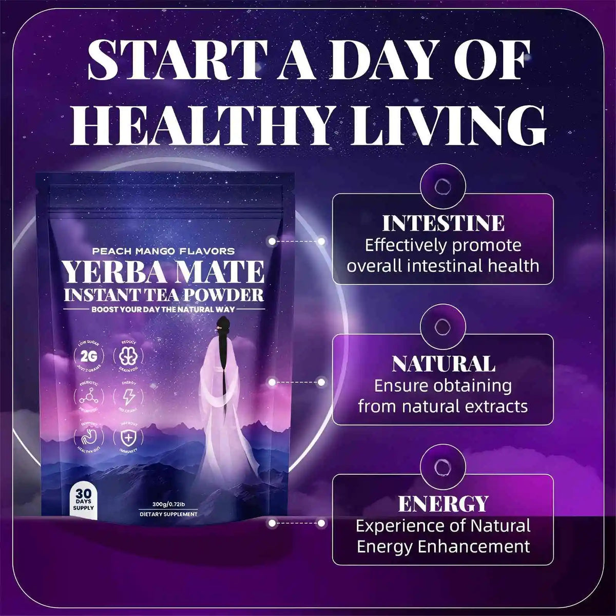 Thermabuild | Instant Yerba Mate Tea Powder - 180g Dietary Supplement for Natural Energy Support and Gut Health - Refreshing Daily Drink for Adults - Unisex