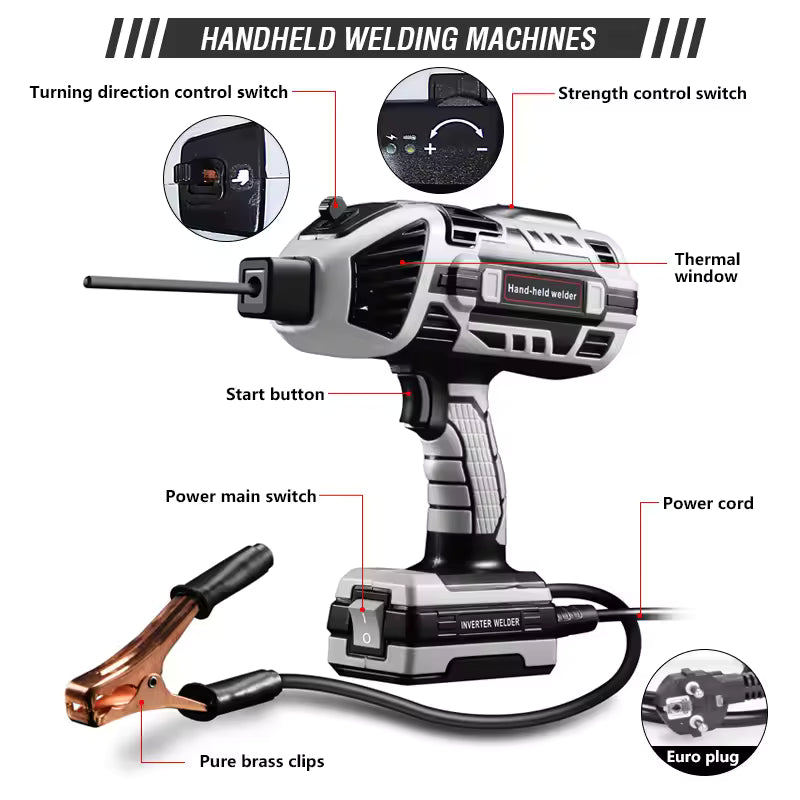 Thermabuild | Portable Handheld ARC Welding Machine 220V - Mini Inverter Welder for Steel and Aluminum - 120A Digital Display All-in-One Stick Welder - Unisex