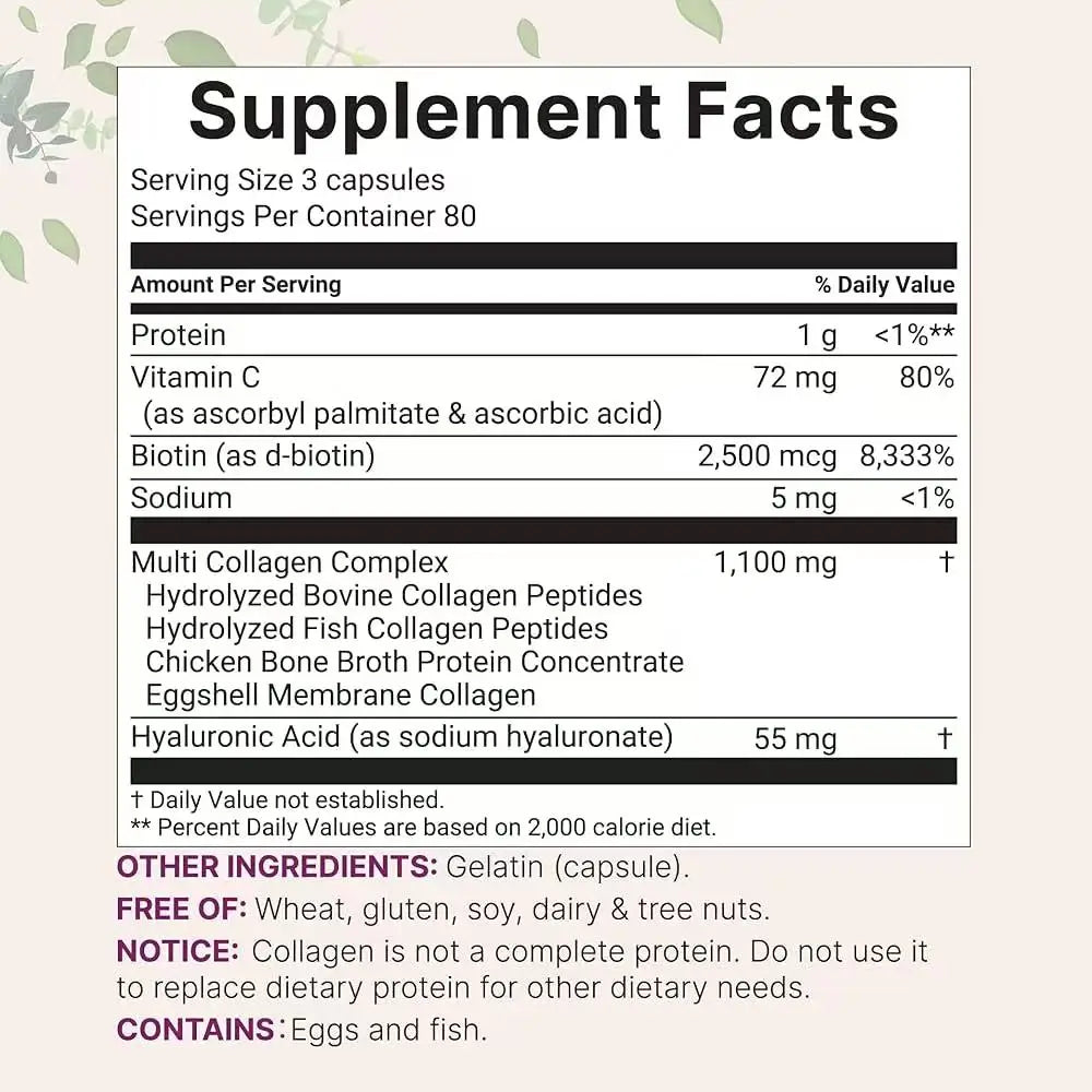 Thermabuild | Multi Collagen Peptides 240 Capsules – Type I, II, III, V and X with Biotin, Hyaluronic Acid and Vitamin C
