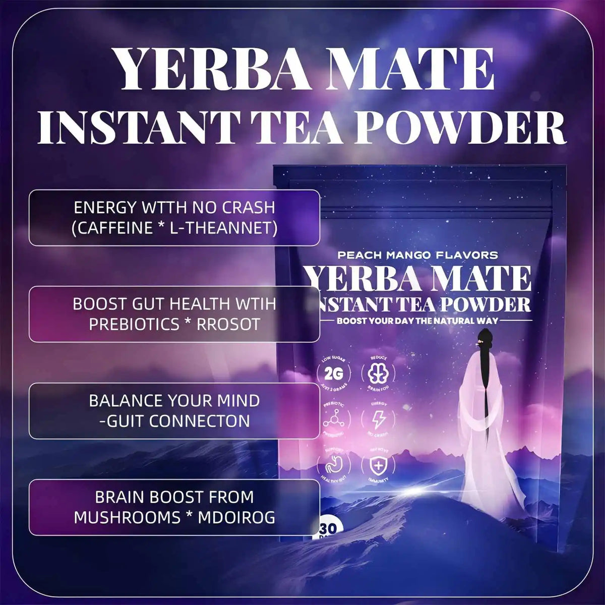Thermabuild | Instant Yerba Mate Tea Powder - 180g Dietary Supplement for Natural Energy Support and Gut Health - Refreshing Daily Drink for Adults - Unisex