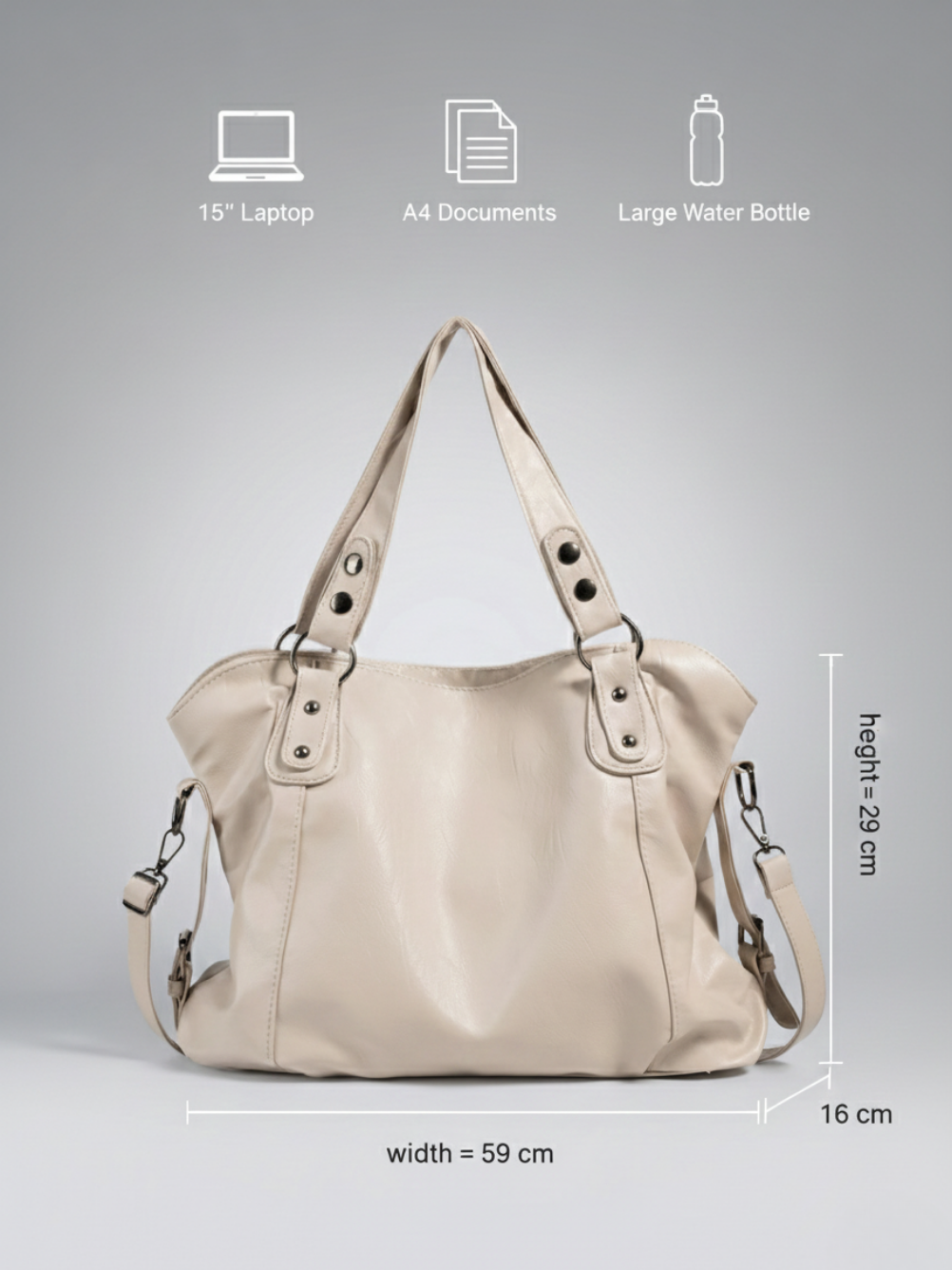 Thermabuild | Large beige tote bag for university