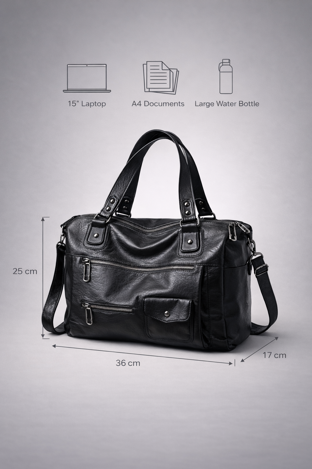 Thermabuild | Big handbag for school with a spacious top-zip opening  SALERNO