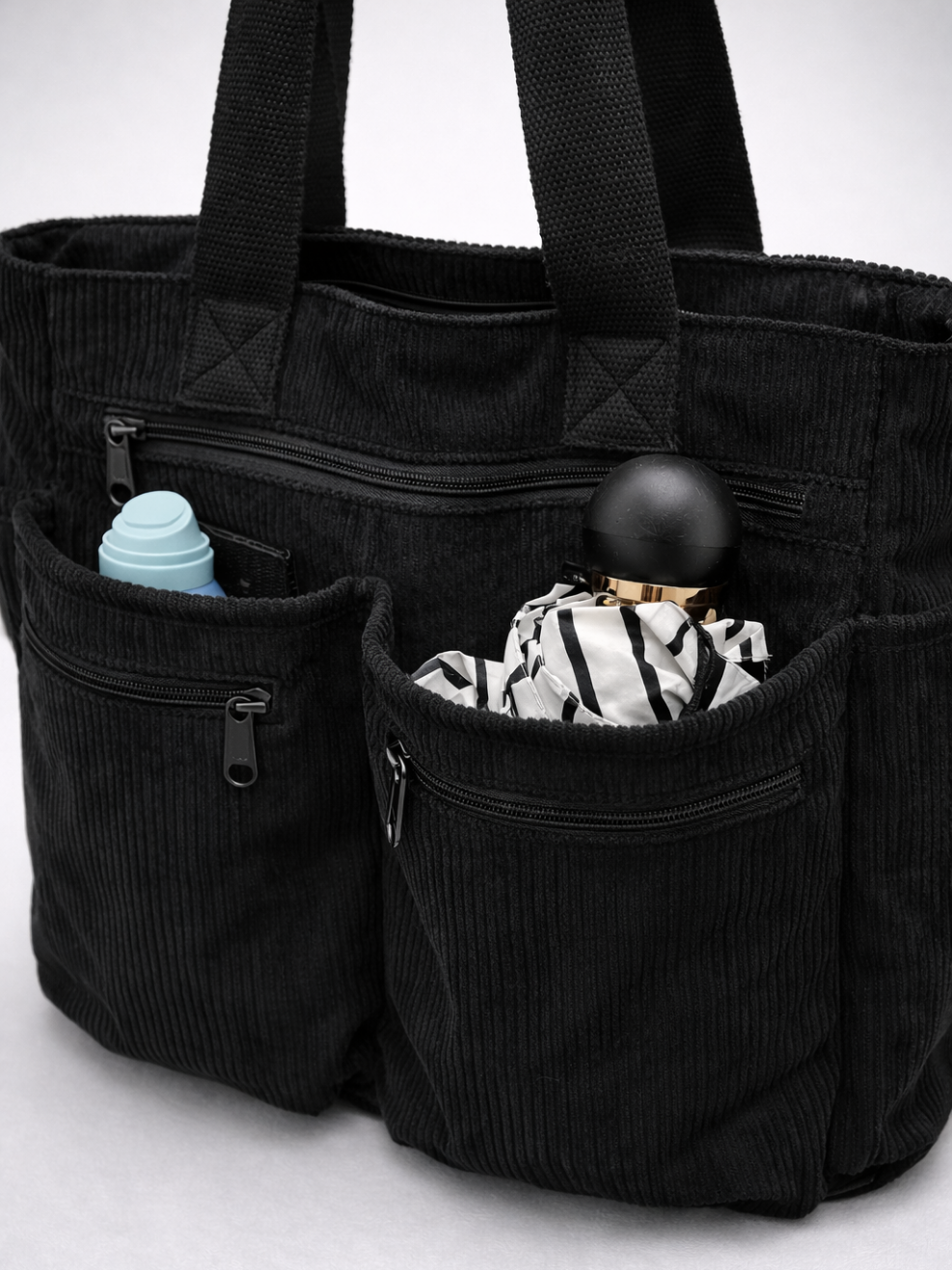 Thermabuild | Black Corduroy Tote Bag for University