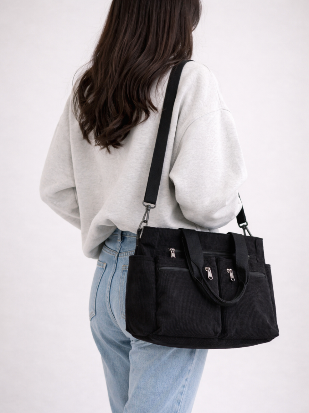 Thermabuild | Black Corduroy Tote Bag for University