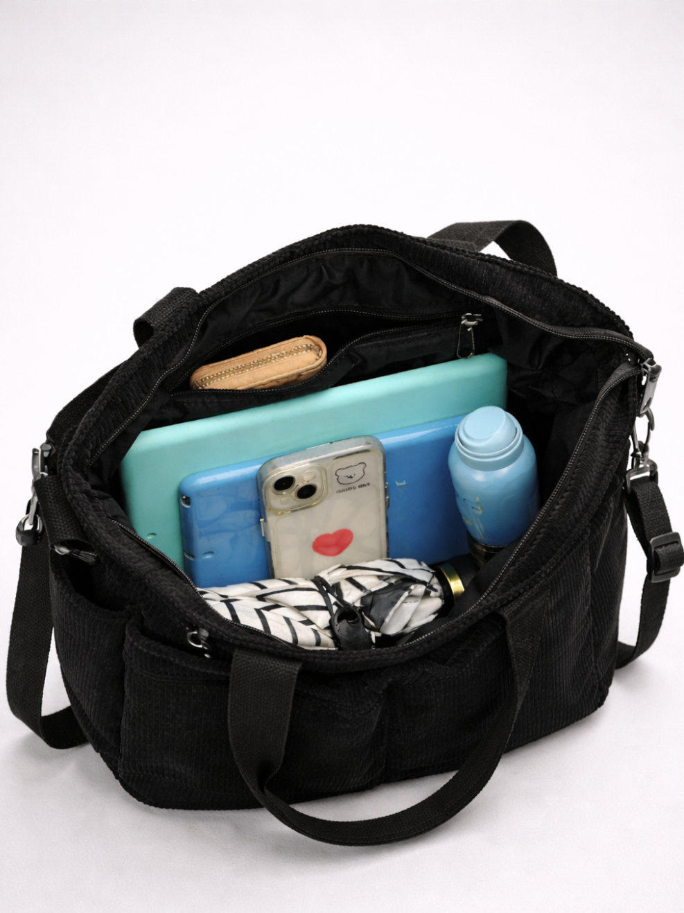 Thermabuild | Black Corduroy Tote Bag for University