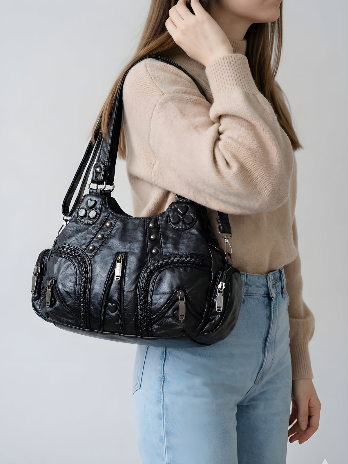 Thermabuild | Black compact shoulder handbag for school