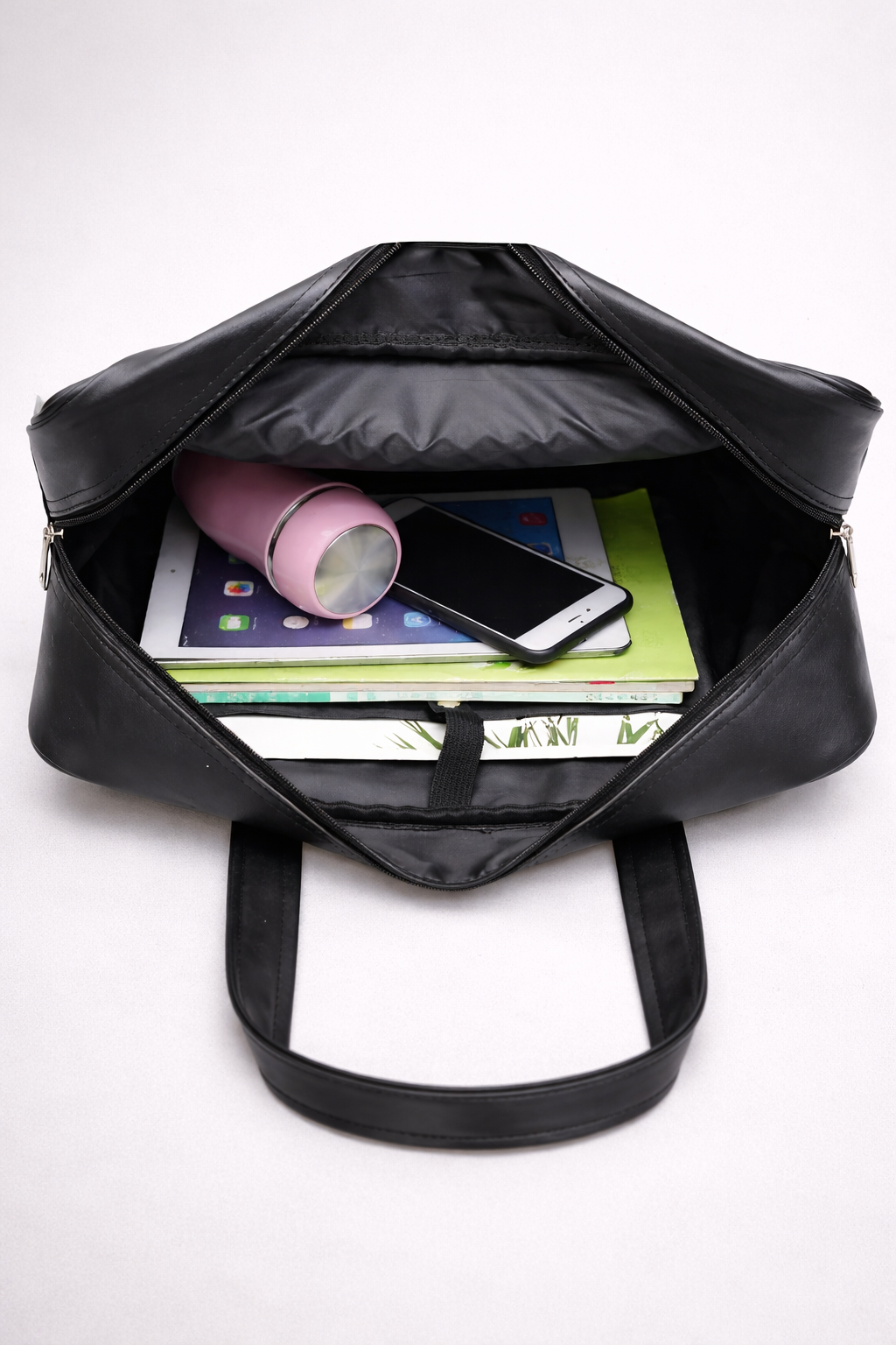 Thermabuild | Black handbag for school in smooth vegan leather