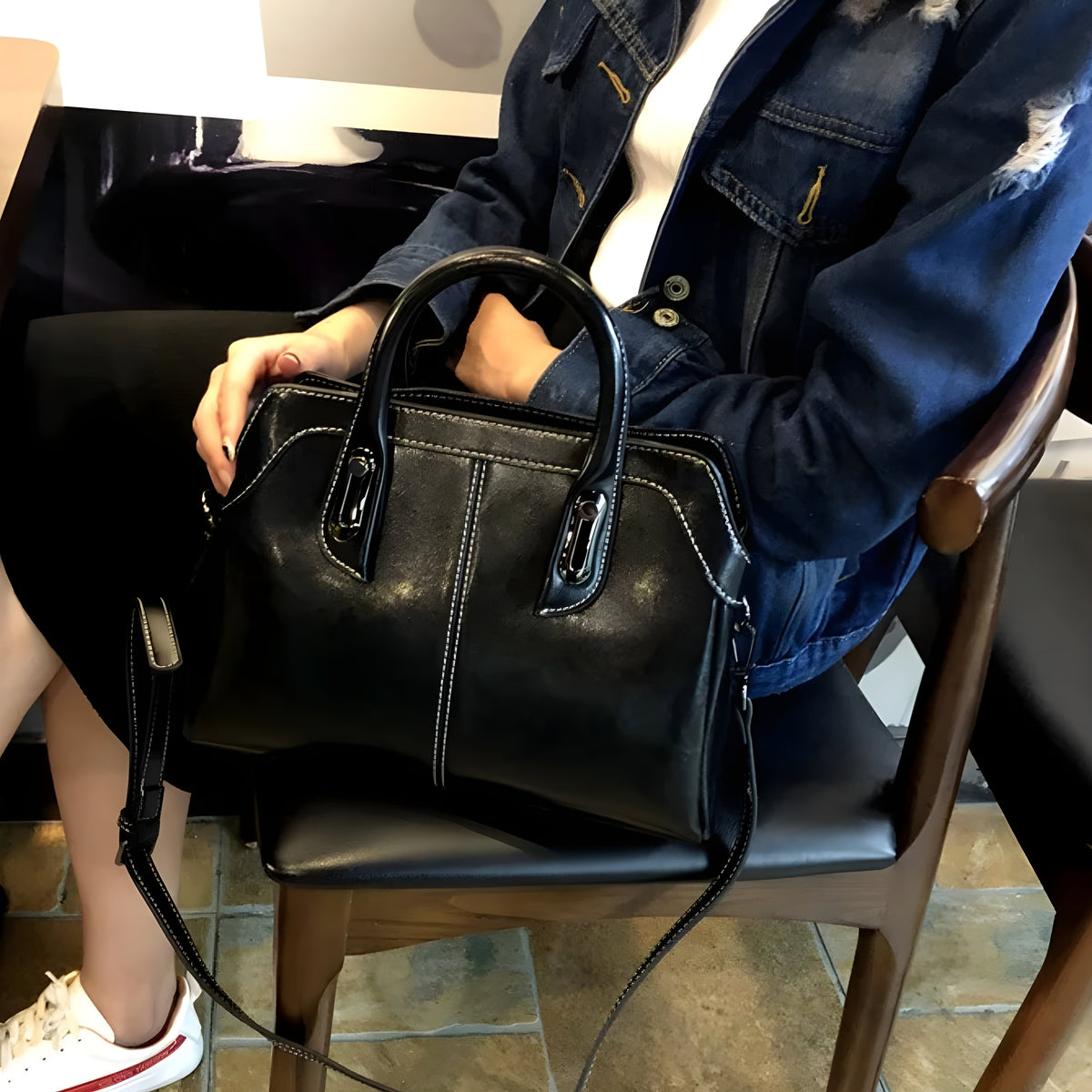 Thermabuild | Black leather bag for work