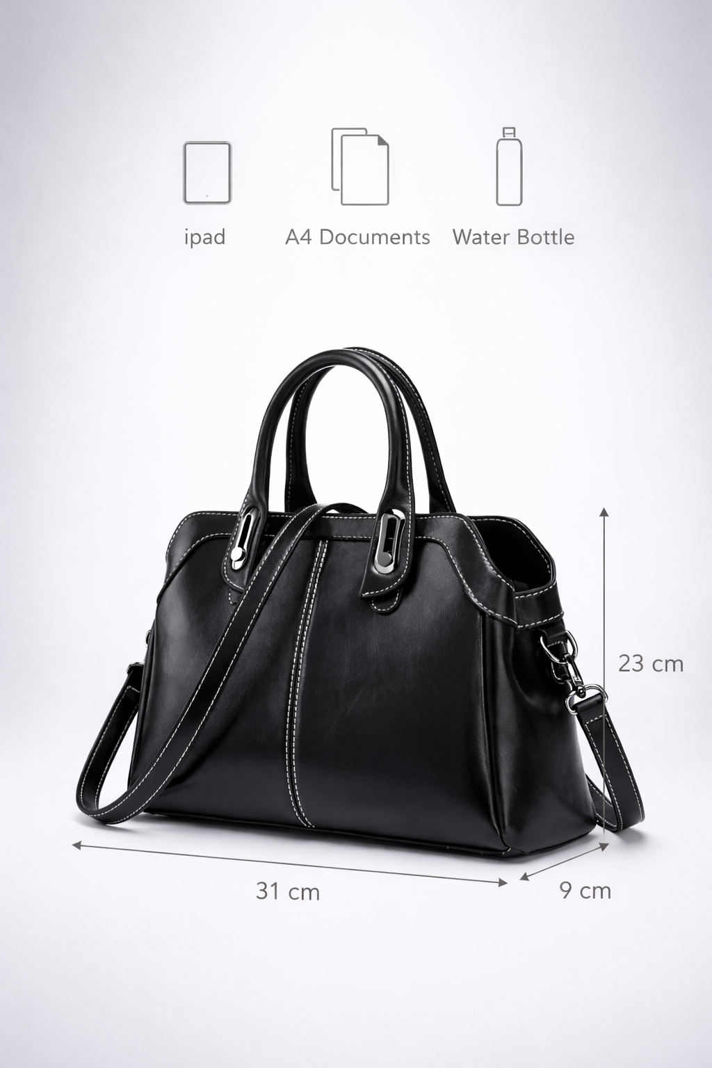 Thermabuild | Black leather bag for work